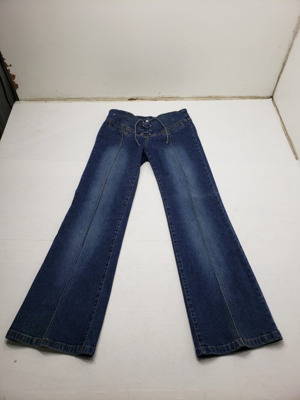 Vintage Y2K Tommy Jeans Womens 11 32x31 Lace Up Wide Leg Denim Jeans 2002